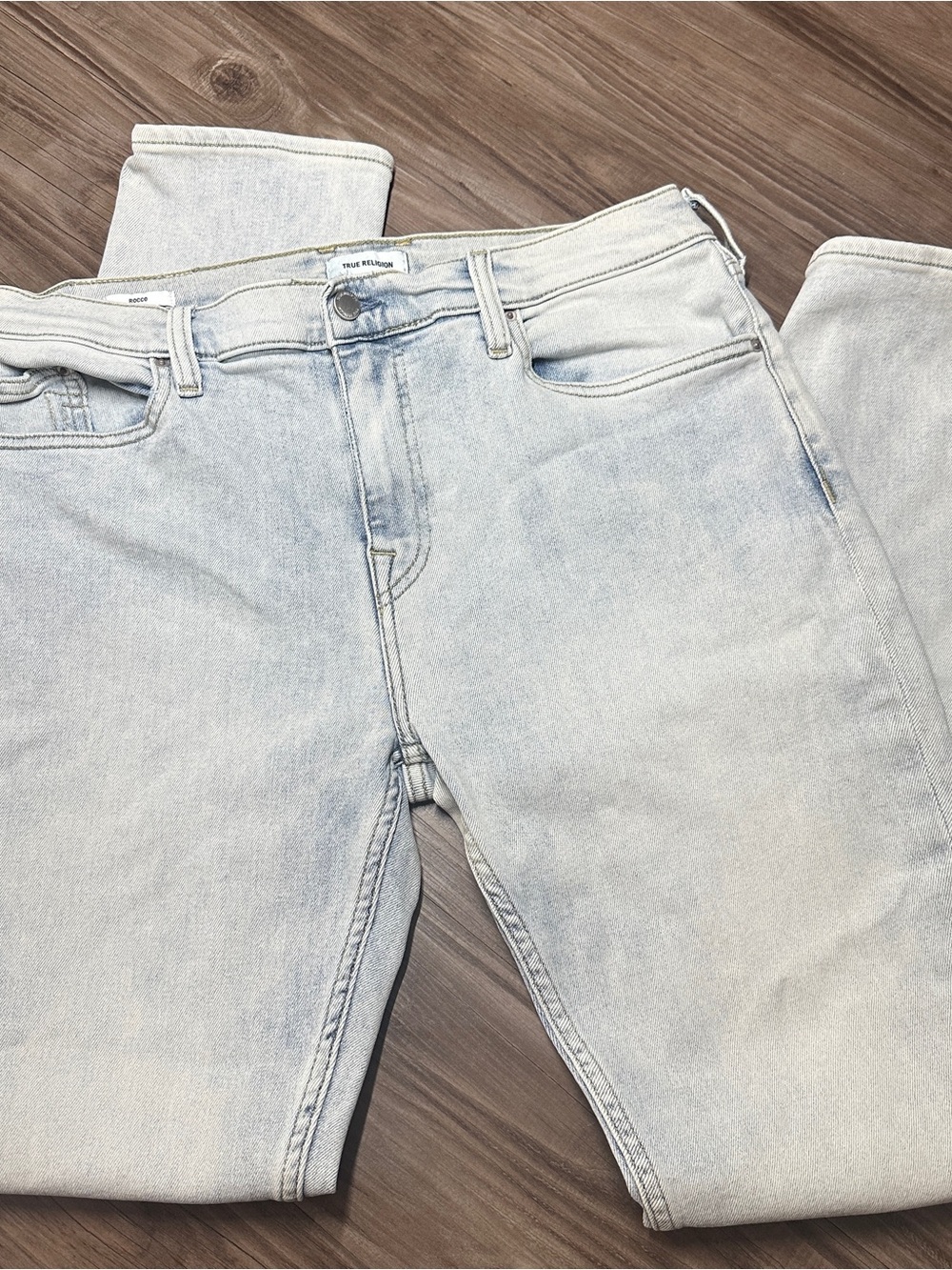 True Religion Womens Light Blue Straight Leg 36W Jeans